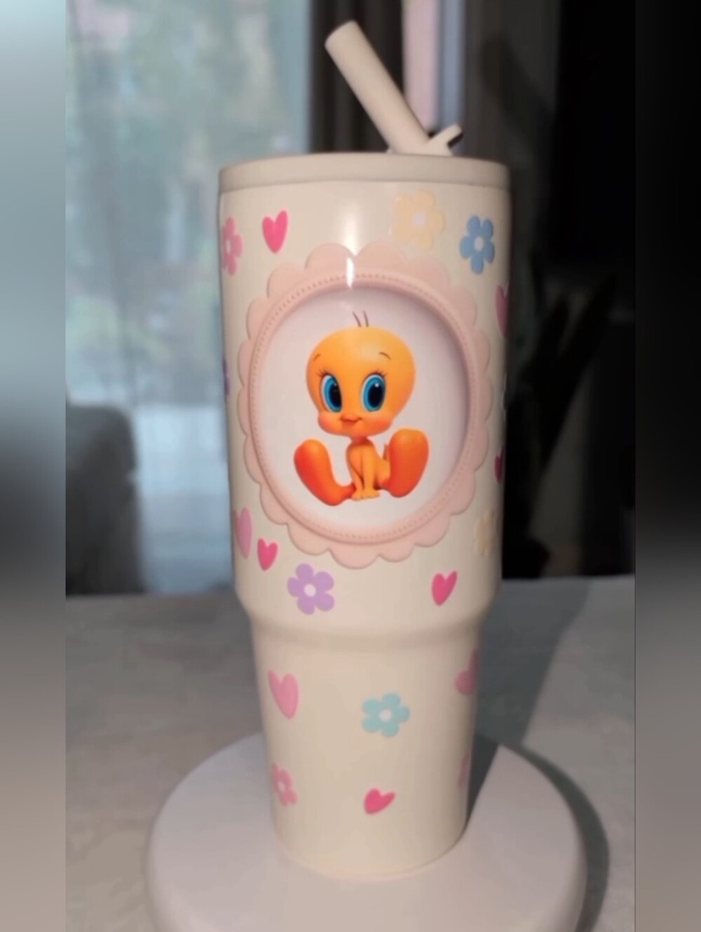 🐥 Cute Yellow Bird Inspired Tumbler | UV DTF Wrap | 30oz Cup🌺💗✨